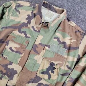 Terry MFG Military Coat Woodland Camouflage Combat Jacket Large Regular